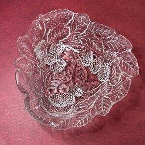 Indiana Glass Clear Leaf and Berry Bowl